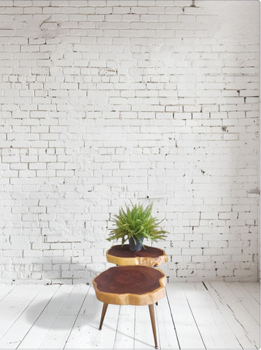 میز عسلی چوب کهور با پایه فلزی طلایی مناسب دکوراسیون مدرن